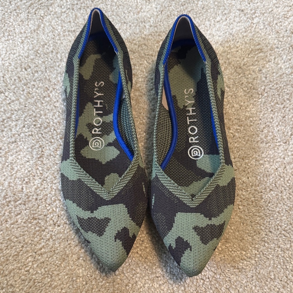 Rothy's Green and Black Camouflage Flats